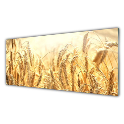 Glass Wall Art Wheat floral yellow