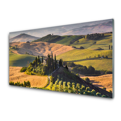 Glass Wall Art Acker mountains landscape green brown