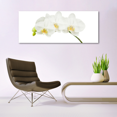 Glass Wall Art Flowers floral white