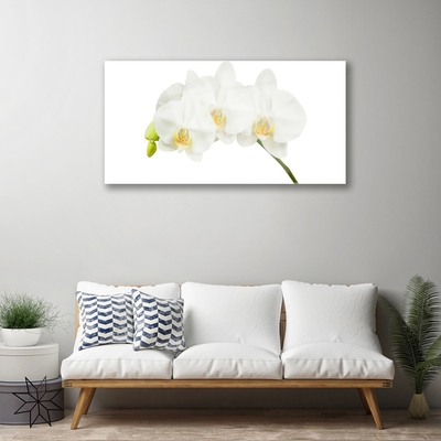 Glass Wall Art Flowers floral white