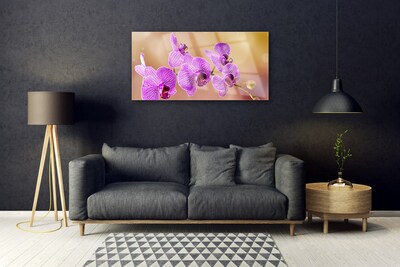 Glass Wall Art Flowers floral pink