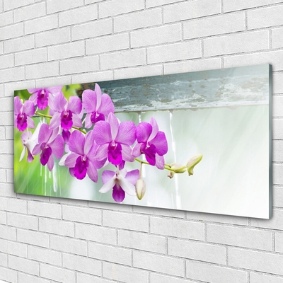 Glass Wall Art Flowers floral pink