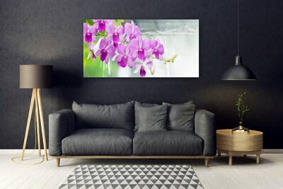 Glass Wall Art Flowers floral pink