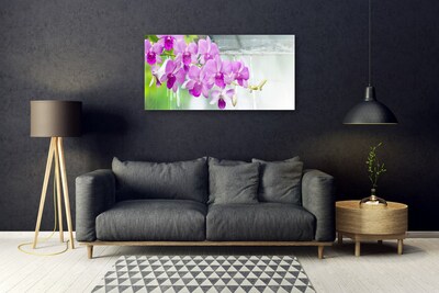 Glass Wall Art Flowers floral pink