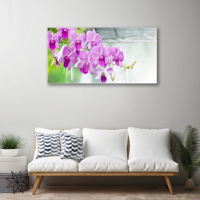 Glass Wall Art Flowers floral pink