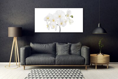 Glass Wall Art Flowers floral white