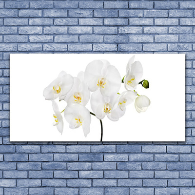 Glass Wall Art Flowers floral white