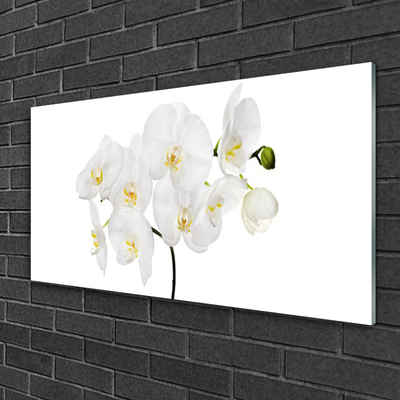 Glass Wall Art Flowers floral white