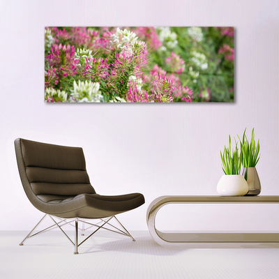 Glass Wall Art Flowers floral pink white green