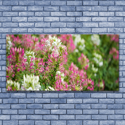 Glass Wall Art Flowers floral pink white green