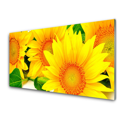 Glass Wall Art Sunflowers floral yellow