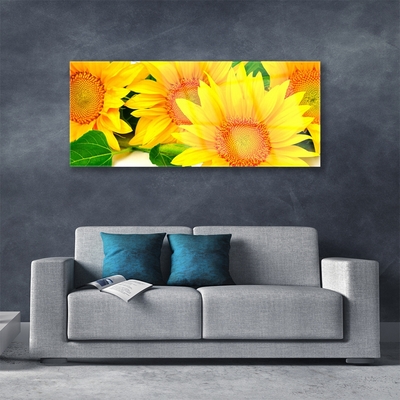 Glass Wall Art Sunflowers floral yellow