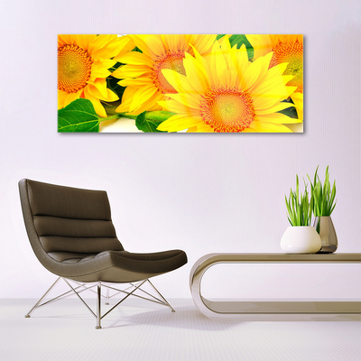 Glass Wall Art Sunflowers floral yellow