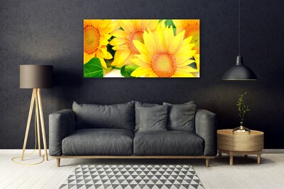 Glass Wall Art Sunflowers floral yellow