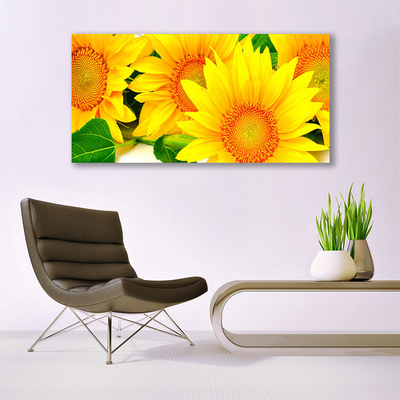 Glass Wall Art Sunflowers floral yellow