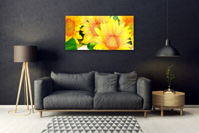 Glass Wall Art Sunflowers floral yellow