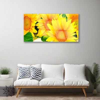 Glass Wall Art Sunflowers floral yellow