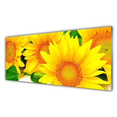 Glass Wall Art Sunflowers floral yellow