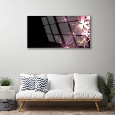 Glass Wall Art Abstract art black pink gold