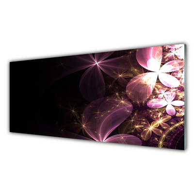 Glass Wall Art Abstract art black pink gold