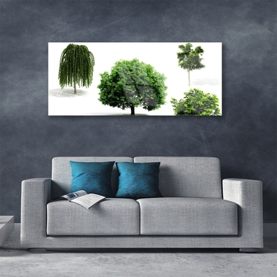 Glass Wall Art Trees nature brown green