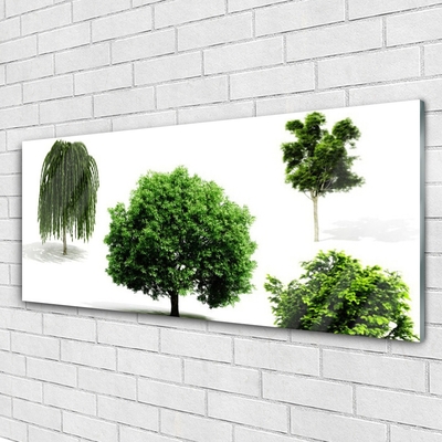 Glass Wall Art Trees nature brown green