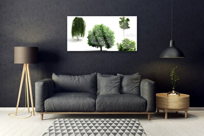 Glass Wall Art Trees nature brown green