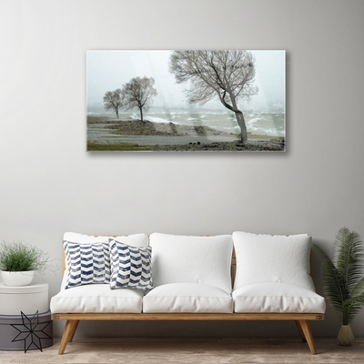 Glass Wall Art Trees nature brown