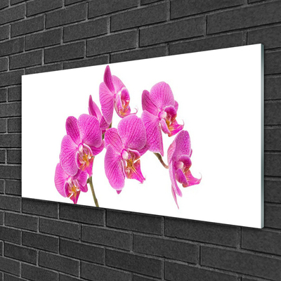 Glass Wall Art Flowers floral pink