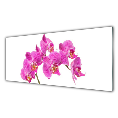 Glass Wall Art Flowers floral pink