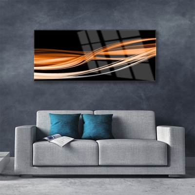 Glass Wall Art Abstract art yellow black