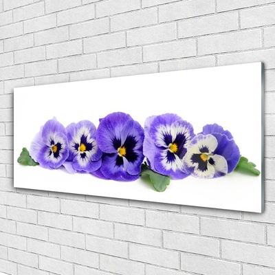 Glass Wall Art Petals floral white purple green