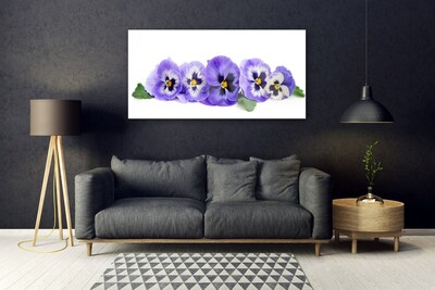 Glass Wall Art Petals floral white purple green