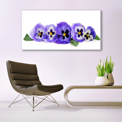 Glass Wall Art Petals floral white purple green