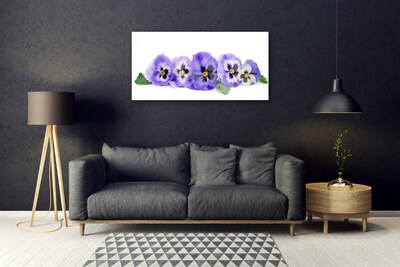 Glass Wall Art Petals floral white purple green