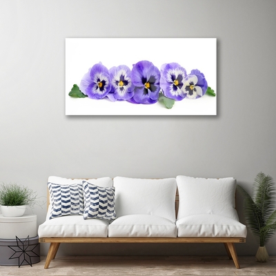 Glass Wall Art Petals floral white purple green