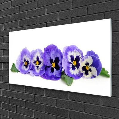 Glass Wall Art Petals floral white purple green