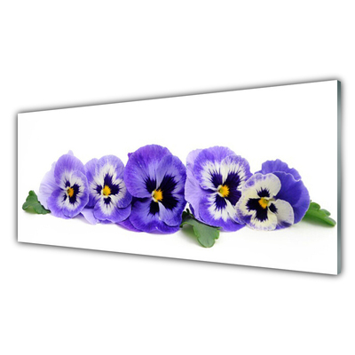 Glass Wall Art Petals floral white purple green