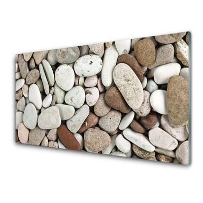 Glass Wall Art Stones art white grey brown