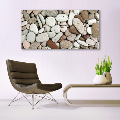 Glass Wall Art Stones art white grey brown