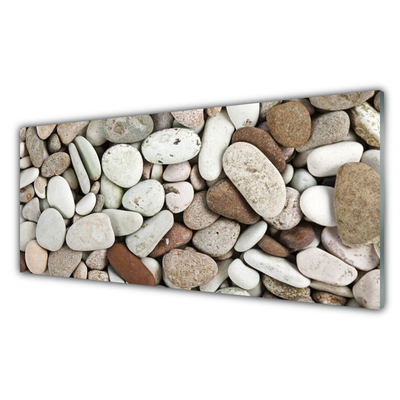 Glass Wall Art Stones art white grey brown