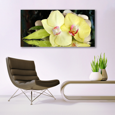 Glass Wall Art Petal floral green