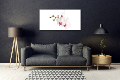 Glass Wall Art Flowers floral pink white