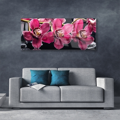 Glass Wall Art Flowers floral red