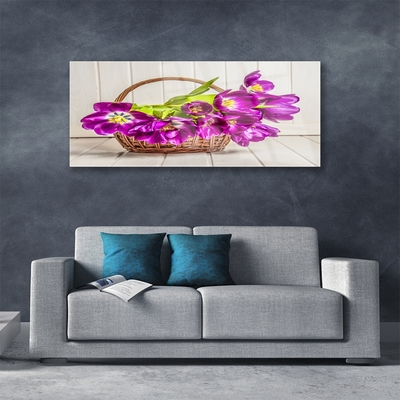 Glass Wall Art Flowers floral pink