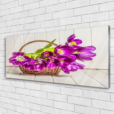 Glass Wall Art Flowers floral pink