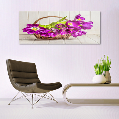 Glass Wall Art Flowers floral pink