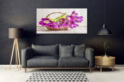 Glass Wall Art Flowers floral pink