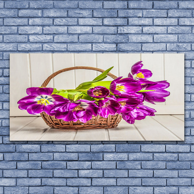 Glass Wall Art Flowers floral pink