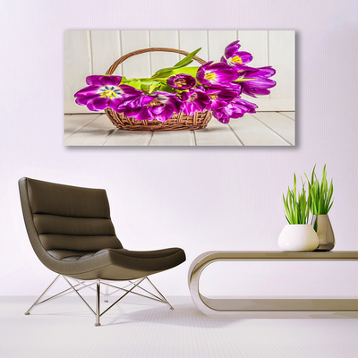 Glass Wall Art Flowers floral pink